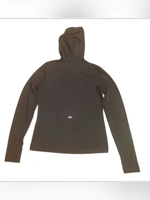 ALO Alosoft Hooded Runner Black Lightweight Hoodie thumbholes black Size M EUC thumbnail 3