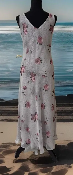 y2k Tailor B Moss sz 6 Gray Sheer Floral‎ Dress Made In US whimsgoth cottagecore thumbnail 1