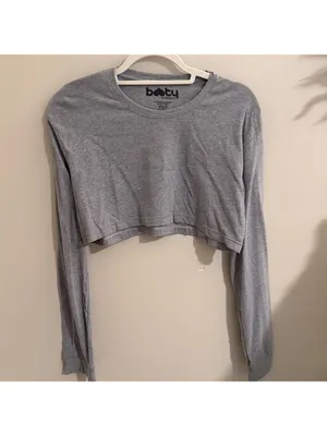 Booty by Brabants Ultra Cropped Long Sleeve Dark Heather Grey NWOT thumbnail 3