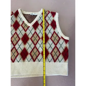 Zara Argyle Sweater Vest Preppy Academia Knit‎ Top Sleeveless Large thumbnail 7