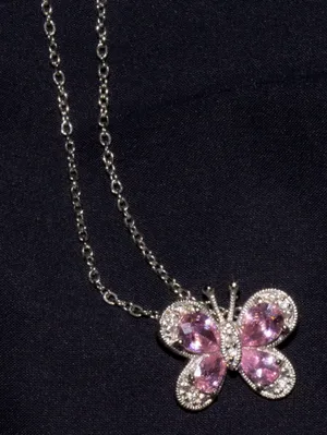 Pink Butterfly Necklace thumbnail 1
