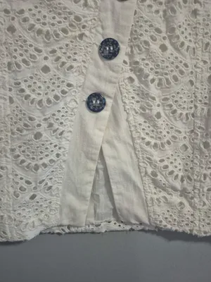 Tanya Taylor Cream Lace bohemian crochet Button-Front Women's midi Skirt size 2 thumbnail 7