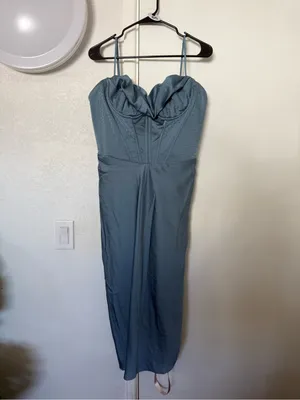 NEW House of CB Aegean Blue Corset Midi Dress thumbnail 5