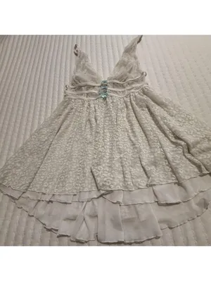 Betsey Johnson White Lace Babydoll Chemise Slip Sz M Medium Bridal Hi Lo thumbnail 13