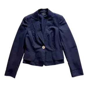 AKRIS Structured Single Button Navy Cotton Blazer Size 8 thumbnail 1