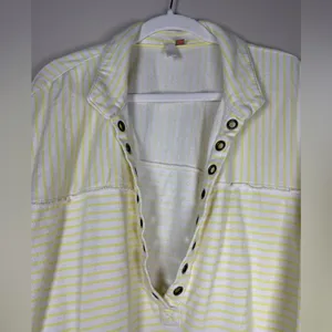 Pilcro Anthropologie Spliced Henley Top Ivory / Oxalis Tint, size L thumbnail 6