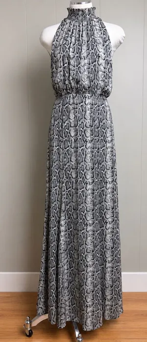 Alice + Olivia Snake Print Halter Maxi Dress Mock Neck Size 4 thumbnail 1