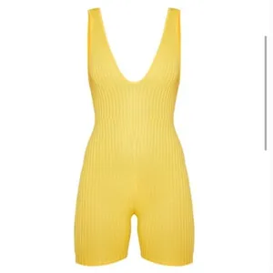 PrettyLittleThing Women's Size 8 Ribbed Tank Top Unitard‎ Yellow V-Neck V-Back thumbnail 14