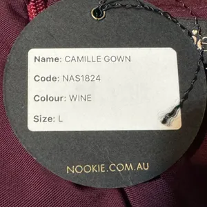 Nookie Camille Off Shoulder Wine Maxi Gown Formal Dress NWT Large thumbnail 12