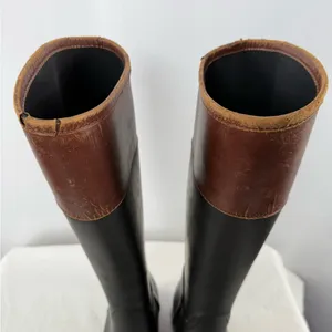 Tory Burch Leather Rubber Diana Equestrian Riding Boots in‎ Black Brown Size 8 thumbnail 6