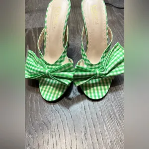 Catherine Vintage Women's Malandrino Green and White Gingham High Heels‎ Size 6 thumbnail 2