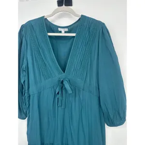 Baltic Born Maxi Dress Size Large Teal Boho Tiered Crochet Trim Romantic Prairie thumbnail 3