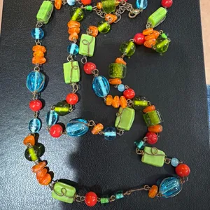 Vtg Lampwork Glass Bead Necklace Artisan Colorful Boho Long Y2K Indie Festival thumbnail 3