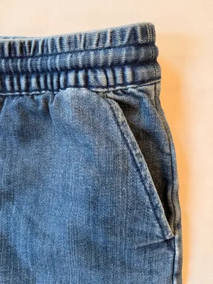 aerie Denim Frayed Drawstring Shorts • Blue • Size Medium EUC thumbnail 3