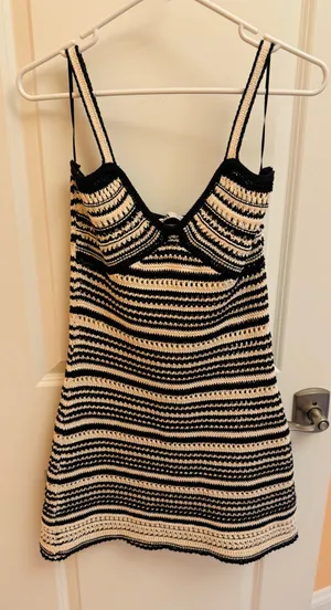 ZARA Sundress Striped Crochet thumbnail 1