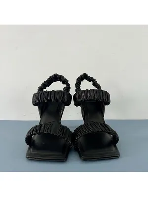Gianni Bini Vanya Scrunched Square Toe Black Leather Dress Sandal Heels Size‎ 6 thumbnail 3