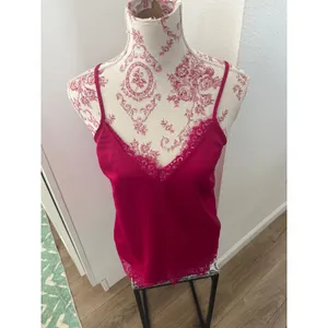 A New Day Magenta Pink Satin Lace Trim Cami Camisole Tank Top Small thumbnail 2