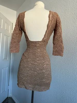 Lace Nude Dress Tan Size M thumbnail 4