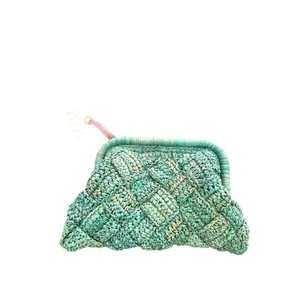 BTB LOS ANGELES Gigi Braided Raffia Clutch Green NEW‎ NWT thumbnail 4