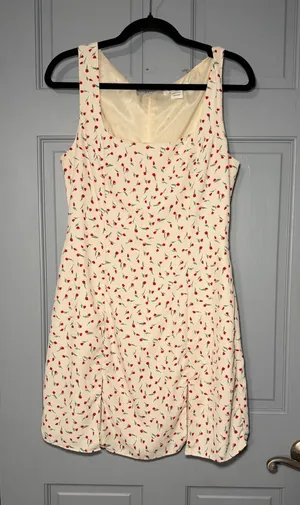 Glamorous Cream Mini Dress with Red Cherry Print thumbnail 1