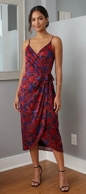 NWT Worthington burnout floral print faux wrap whimsy-goth tank dress size medium. thumbnail 1