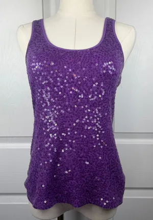 Express vintage Y2K purple sequin tank top thumbnail 1