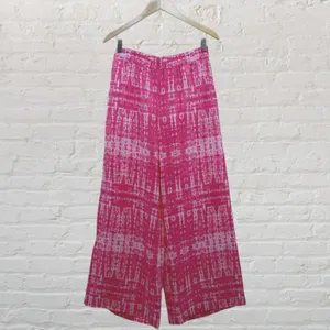 Amanda Uprichard Pink Silk Tie-Dye Wide Leg Pants M Like New thumbnail 3