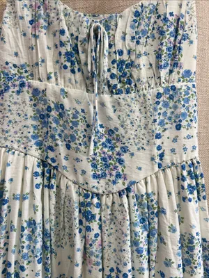 Floral Sleeveless Corset Front Tie Midi Dress Large thumbnail 10
