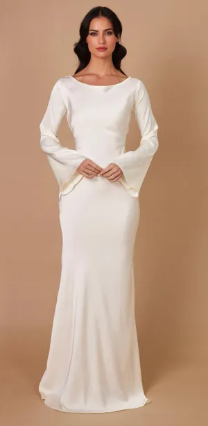 Marbl (Dubai Brand) Gamine Long Sleeve Ivory Dress thumbnail 1