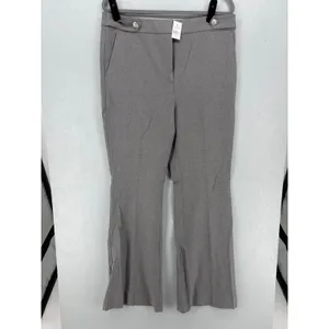 LOFT Womens Dress Pants Gray Flare Leg Silver Button Detail 12 thumbnail 2