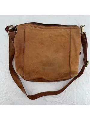 Vintage Y2K Fossil Bag Camel Brown Genuine Leather Butter Soft Shoulder Hobo thumbnail 2