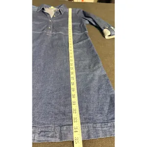J. Jill Denim ShirtDress Blue Cotton Blend Roll Tab Sleeve XS Petite Knee length thumbnail 9