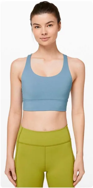 Lululemon Womens Energy Long Line Sports Bra Utility Blue Blue Cast Gym Size 10 thumbnail 1