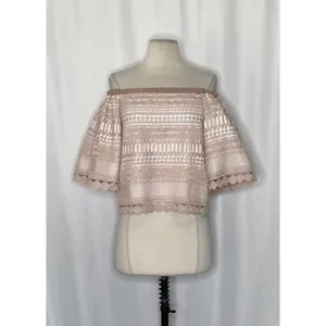 Revolve ALEXIS Finn Lace Off Shoulder Top Blouse Blush Pink Silk Lacey‎ X-Small thumbnail 2