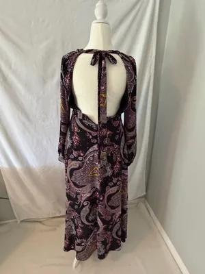 Express Purple and Black Paisley Open-Back Maxi Dress thumbnail 6