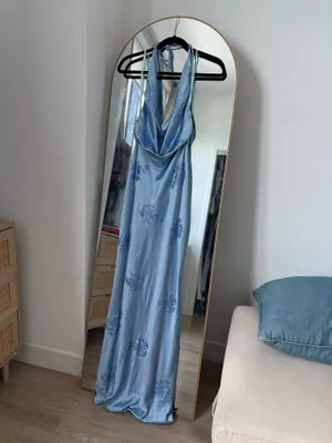 RUNAWAY THE LABEL Blue satin dress thumbnail 4