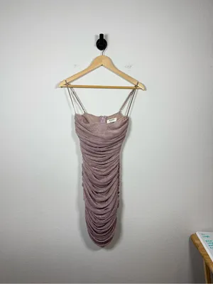 House of CB Ella Pale Pink Sparkle Mesh Mini Dress XS thumbnail 8