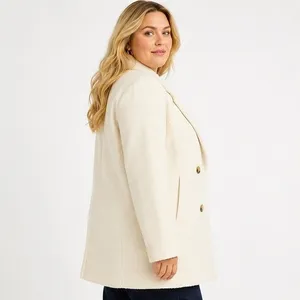 Free Assembly Womens Jacket XXL Cream Double Breasted Boxy Notch Lapel Coat thumbnail 8