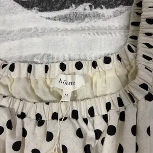 Bohme Polka Dot Black & Ivory Mini SunDress SZ- M NWT Beachy Cottagecore Peasant thumbnail 10