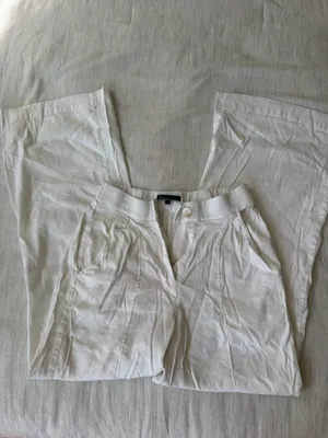 Shore Brand white wide leg linen blend pants thumbnail 2