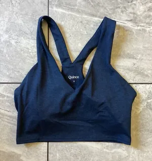 Quince Ultra-Soft V-Neck Cropped Tank Heather Navy LB26251-ATG001-24163 Small thumbnail 1