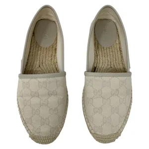 Gucci GG Supreme Monogram Canvas Espadrille Flats Cream Beige EU 37.5 thumbnail 1