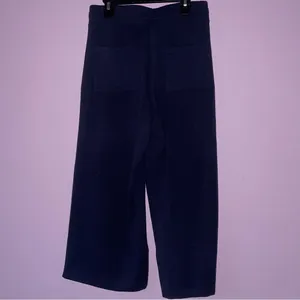 Quince Size XS Modal Sweatpants Wide Leg Crop Navy Pull On thumbnail 4