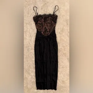NWOT HOUSE OF CB 'Nikita' Black Satin and Lace Corset Dress sz S thumbnail 5