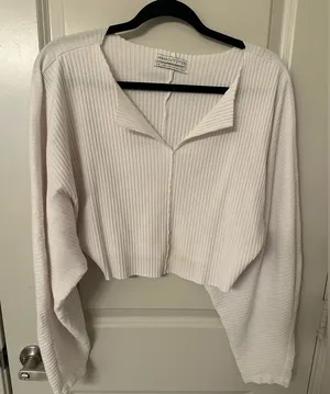 Urban outfitters white balloon sleeve top thumbnail 1
