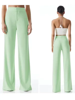 Alice + Olivia Deanna High Waisted Bootcut Trouser Pants in Seafoam Green Size 6 thumbnail 2
