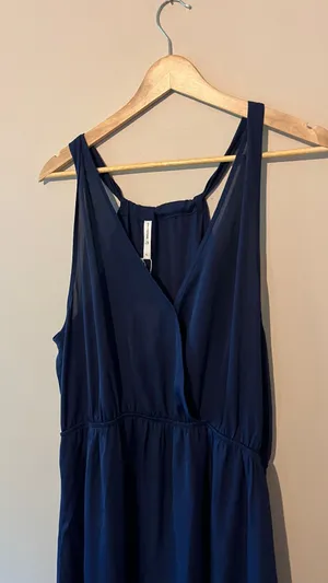 NWT Beachsissi Navy Blue Sleeveless V-Neck Elastic Waist Midi Dress Size XL thumbnail 5