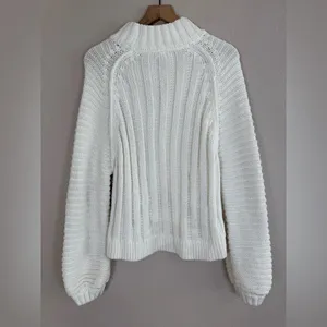 Free People Sweetheart Oversized Chunky Mock Neck Knit Sweater White Small $89 thumbnail 11