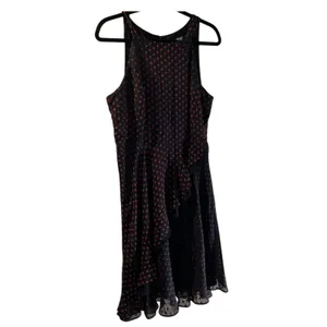Eva Franco Womens 14‎ Polka Dot Ruffle Fit & Flare Dress Navy Red Keyhole Back thumbnail 2