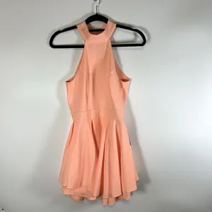 Lulus Dress Rehearsal Coral Skater Fit & Flare Mini Dress‎ Women's Medium Tiered thumbnail 3